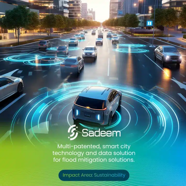 Sadeem: multi-patented smart city technology and data solution for flood mitigation. Impact area: Sustainability.
