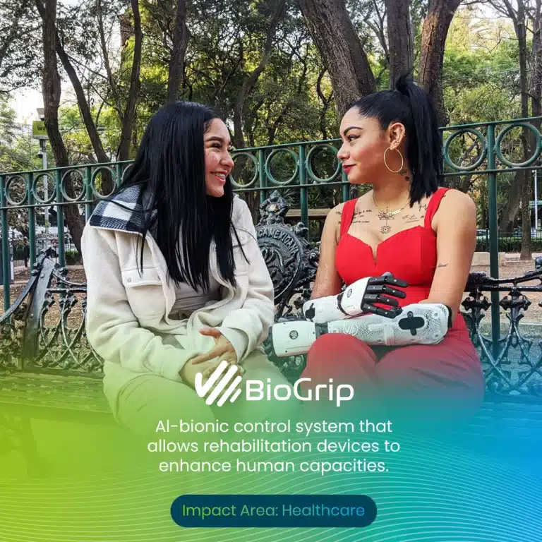 BioGrip: AI-bionic control system that allows rehabilitation devices to enhance human capacities. Impact area: Healthcare.