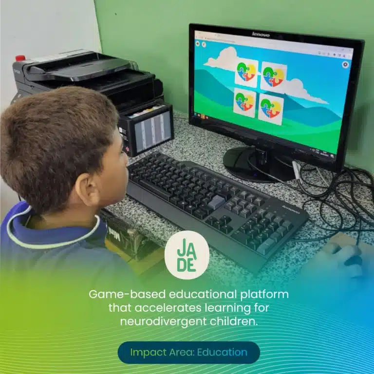 Jade: game-based educational platform that accelerates learning for neurodivergent children. Impact area: Education.