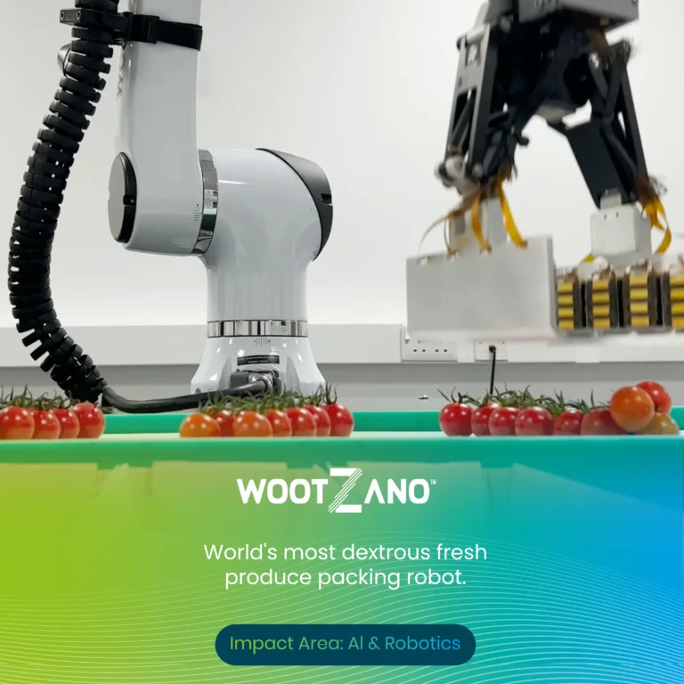 Wootzano: the world's most dextrous fresh produce packing robot. Impact area: AI and Robotics.